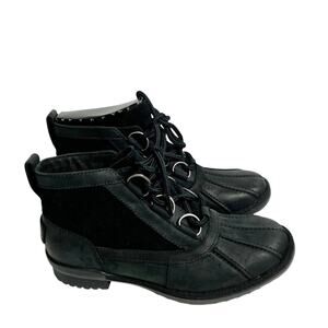 UGG WOMEN'S HEATHER BLACK WATERPROOF BOOTS SIZE 5 100% LEATHER BRAND NEW IN BOX